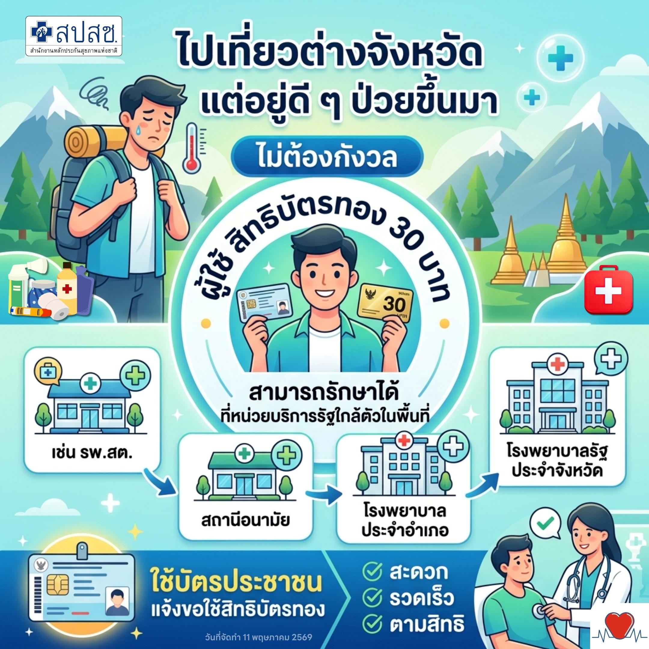 ไปเที่ยวต่างจังหวัดแต่อยู่ดี ๆ ป่วยขึ้นมา ไม่ต้องกังวล